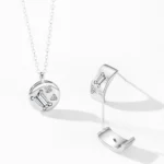 Round Geometric Zircon Design Necklace Fashion 925 Sterling Silver