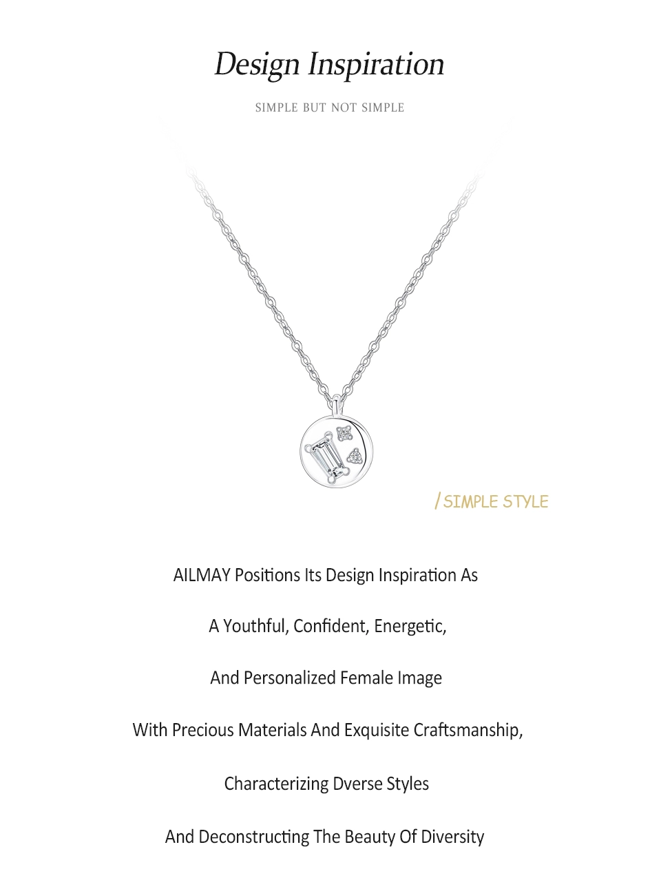 Round Geometric Zircon Design Necklace Fashion 925 Sterling Silver