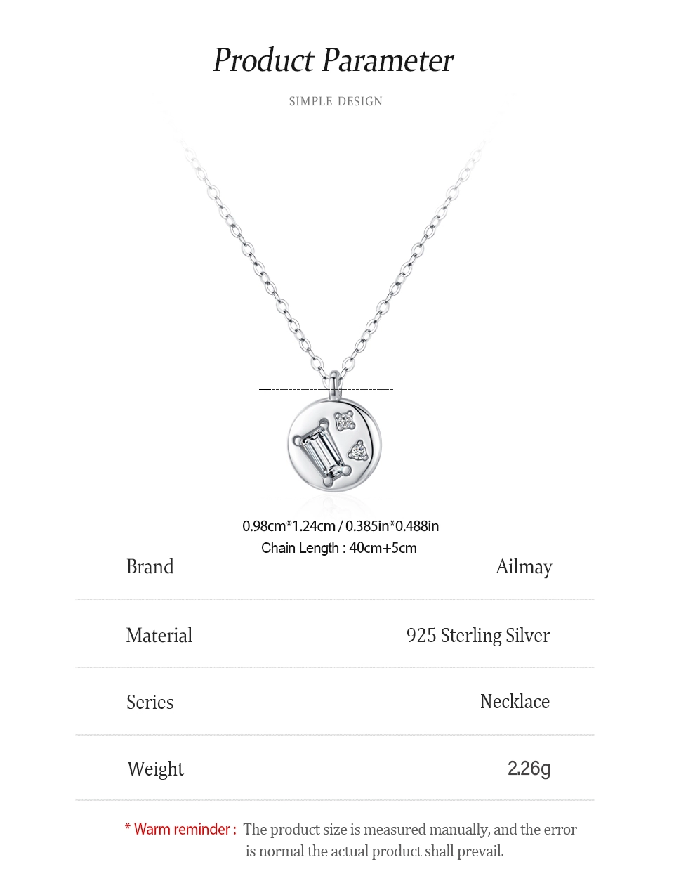 Round Geometric Zircon Design Necklace Fashion 925 Sterling Silver