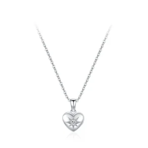 Love Heart Locket Pendant Necklace Zircon 925 Sterling Silver