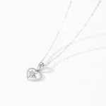 Love Heart Locket Pendant Necklace Zircon 925 Sterling Silver