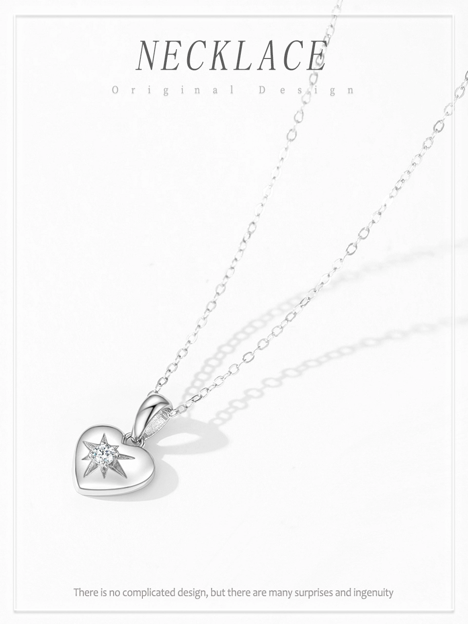 Love Heart Locket Pendant Necklace Zircon 925 Sterling Silver