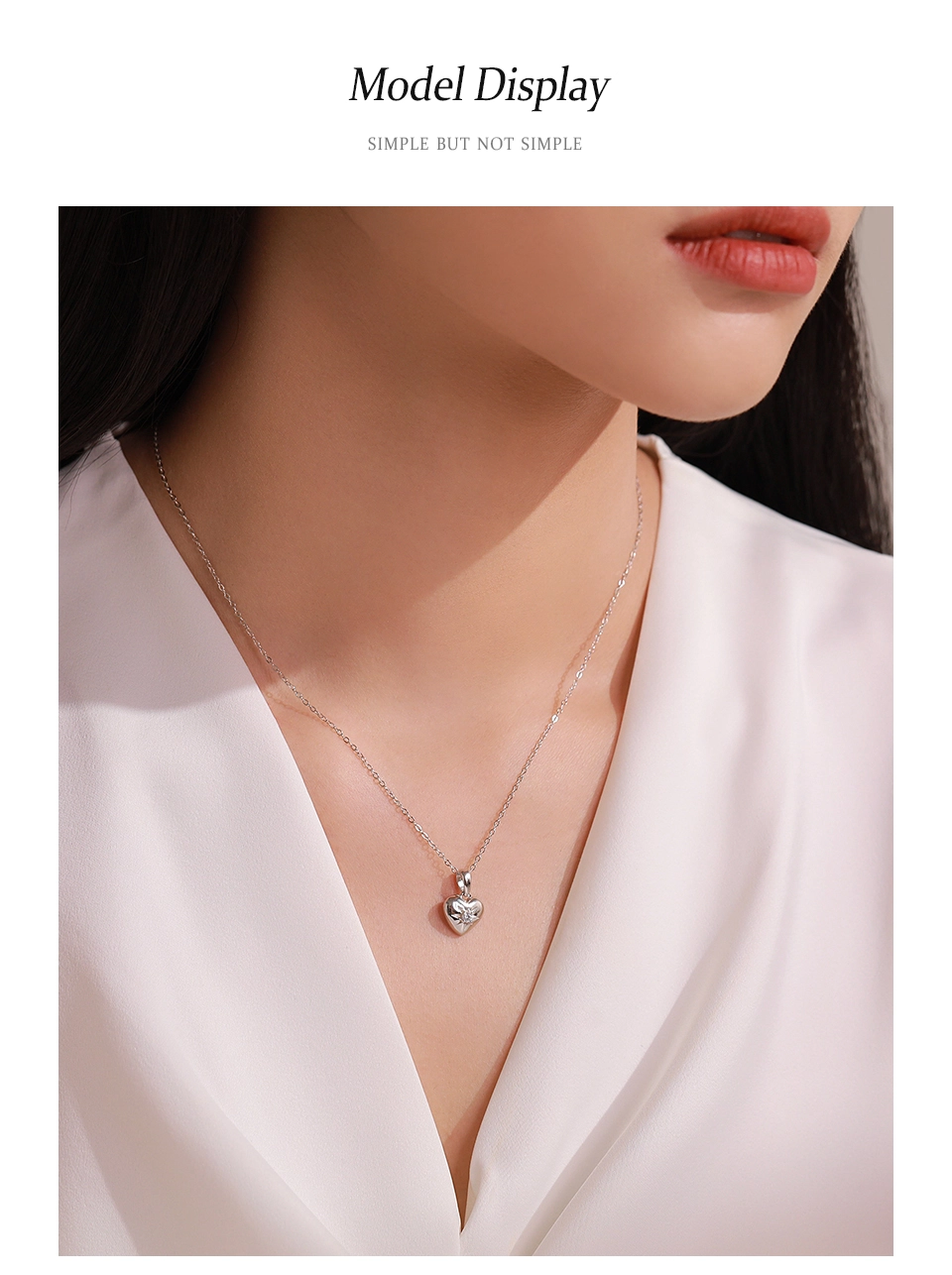 Love Heart Locket Pendant Necklace Zircon 925 Sterling Silver
