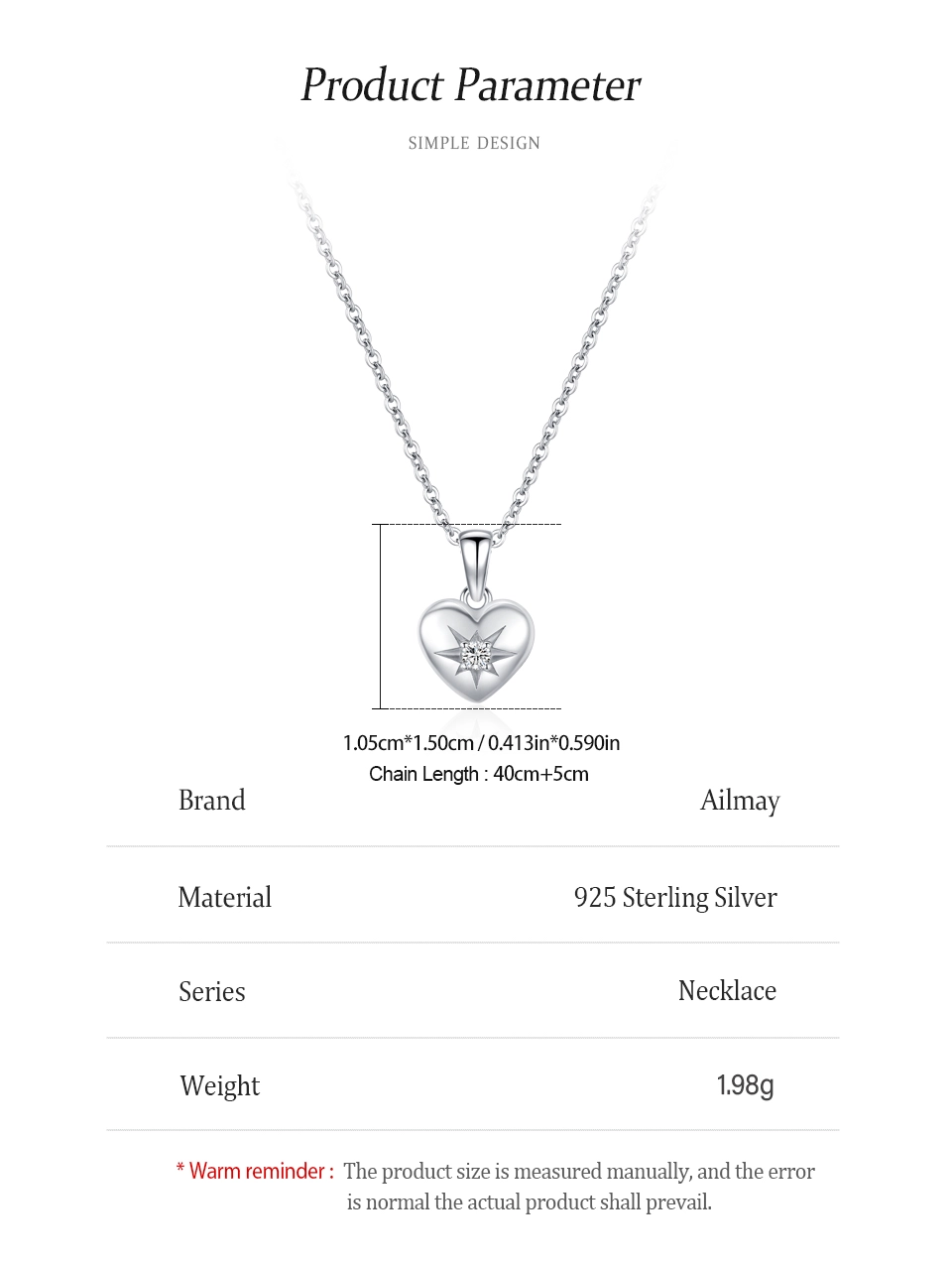 Love Heart Locket Pendant Necklace Zircon 925 Sterling Silver
