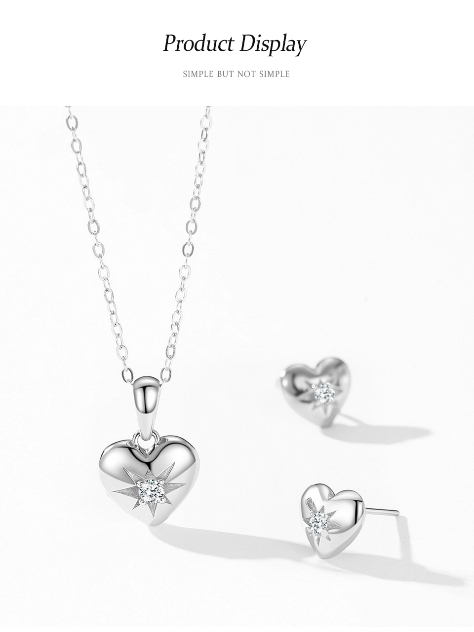 Love Heart Locket Pendant Necklace Zircon 925 Sterling Silver