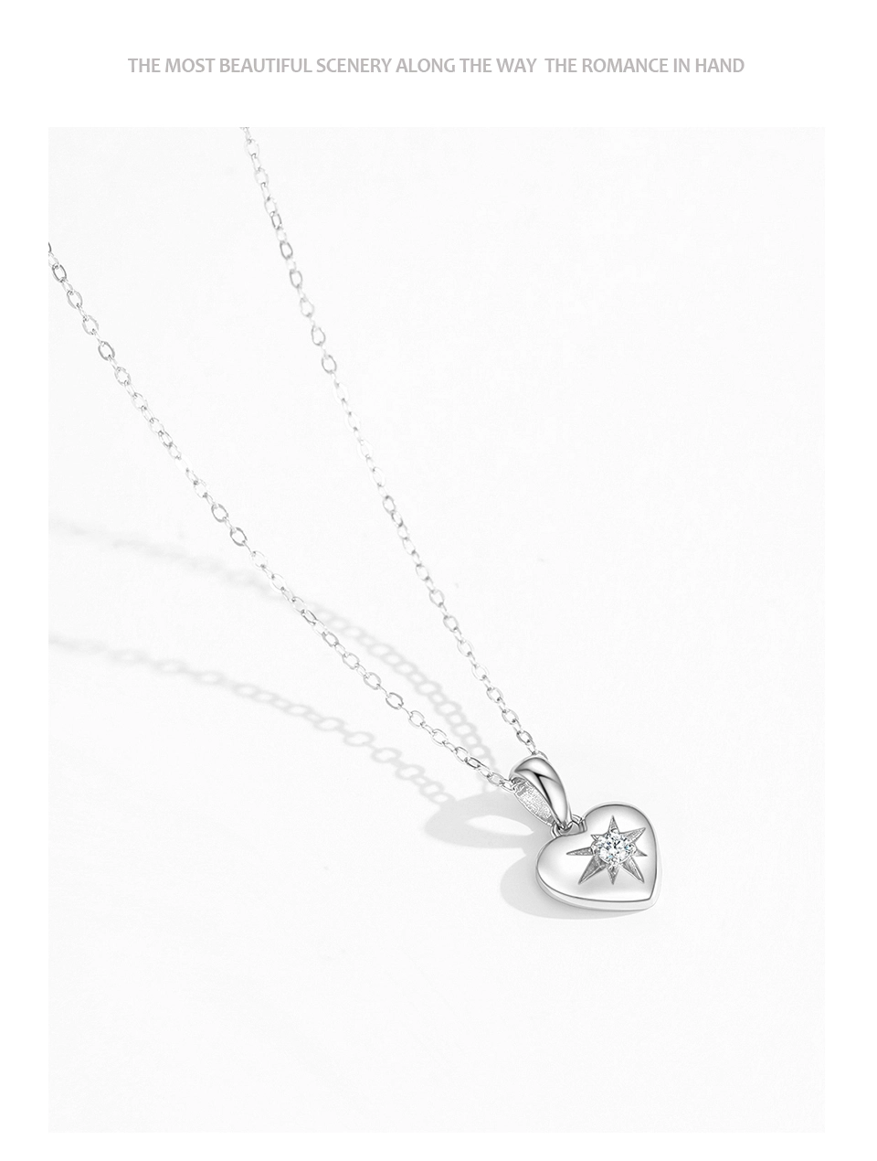 Love Heart Locket Pendant Necklace Zircon 925 Sterling Silver