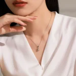 Cute Cat Pendant Necklace Blue Zircon 925 Sterling Silver