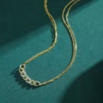 Chain Shape Pendant Necklace 925 Sterling Silver Charm Clear Zircon Necklace