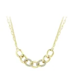 Chain Shape Pendant Necklace 925 Sterling Silver Charm Clear Zircon Necklace
