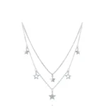 Double Layer Star Pendant Necklace Adjustable 925 Sterling Silver
