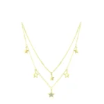 Double Layer Star Pendant Necklace Adjustable 925 Sterling Silver