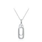 Rectangle Sparkling CZ Zircon Pendant Necklace 925 Sterling Silver
