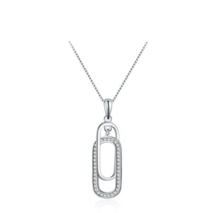 Rectangle Sparkling CZ Zircon Pendant Necklace 925 Sterling Silver