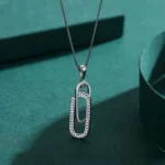 Rectangle Sparkling CZ Zircon Pendant Necklace 925 Sterling Silver
