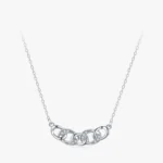 Charm Chain Shape Clear Zircon Pendant Necklace Sterling Silver