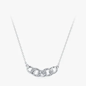 Charm Chain Shape Clear Zircon Pendant Necklace Sterling Silver