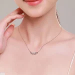 Charm Chain Shape Clear Zircon Pendant Necklace Sterling Silver
