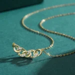 Charm Chain Shape Clear Zircon Pendant Necklace Sterling Silver