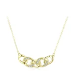 Charm Chain Shape Clear Zircon Pendant Necklace Sterling Silver