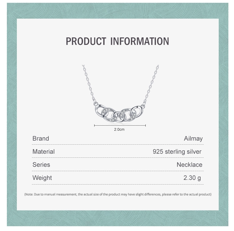 Charm Chain Shape Clear Zircon Pendant Necklace Sterling Silver