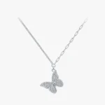 Butterfly Charm Pendant Necklace 925 Sterling Silver Clear Zircon