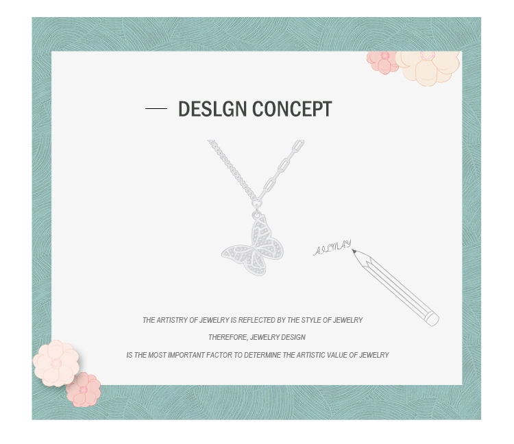 Butterfly Charm Pendant Necklace 925 Sterling Silver Clear Zircon