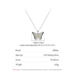 Colored Enamel Shiny Butterfly Pendant Necklace 925 Sterling Silver