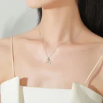 Cute Yellow Little Bee Pendant Necklace Zircon 925 Sterling Silver