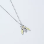 Cute Yellow Little Bee Pendant Necklace Zircon 925 Sterling Silver