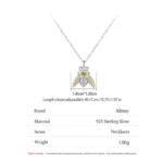 Cute Yellow Little Bee Pendant Necklace Zircon 925 Sterling Silver