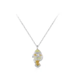 Lovely Clownfish Pendant Necklace Fish Shape Zircon 925 Sterling Silver