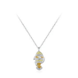 Lovely Clownfish Pendant Necklace Fish Shape Zircon 925 Sterling Silver