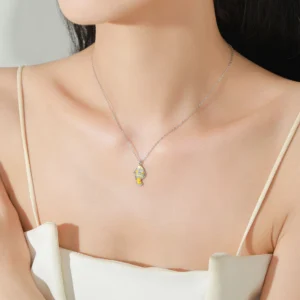 Lovely Clownfish Pendant Necklace Fish Shape Zircon 925 Sterling Silver