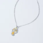 Lovely Clownfish Pendant Necklace Fish Shape Zircon 925 Sterling Silver
