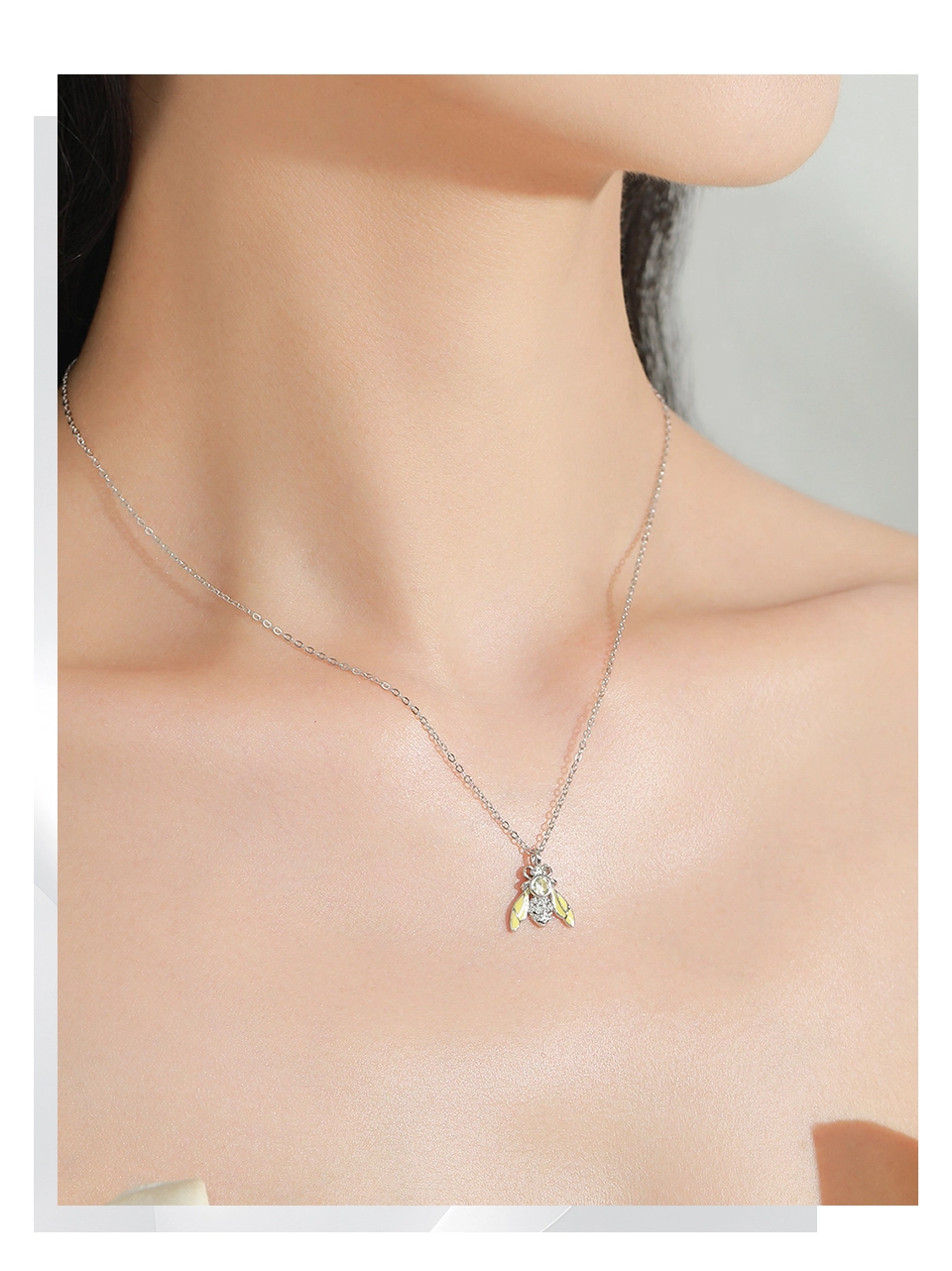 Lovely Clownfish Pendant Necklace Fish Shape Zircon 925 Sterling Silver