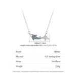 Glitter Zircon Blue Enamel Fish Necklace New 925 Sterling Silver