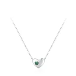 Classic Green Love Heart Pendant Necklace 925 Sterling Silver