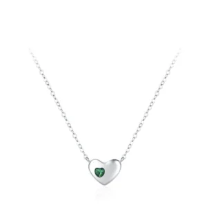 Classic Green Love Heart Pendant Necklace 925 Sterling Silver