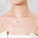 Classic Green Love Heart Pendant Necklace 925 Sterling Silver