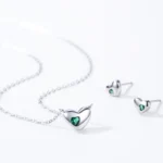 Classic Green Love Heart Pendant Necklace 925 Sterling Silver