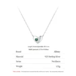 Classic Green Love Heart Pendant Necklace 925 Sterling Silver