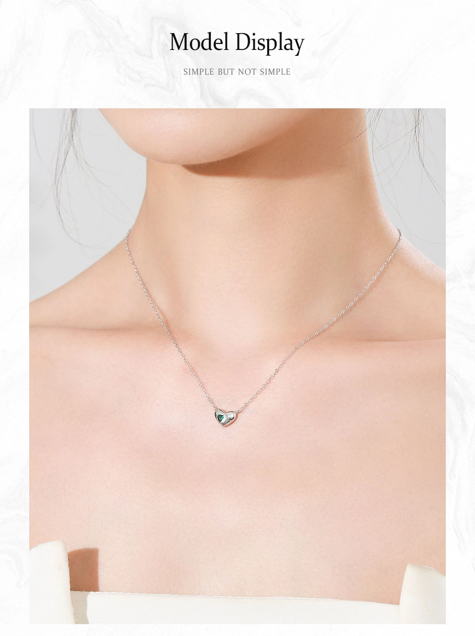 Classic Green Love Heart Pendant Necklace 925 Sterling Silver