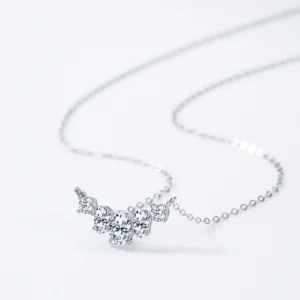 Classic Sparkling Geometric Design Zircon Necklace 925 Sterling Silver