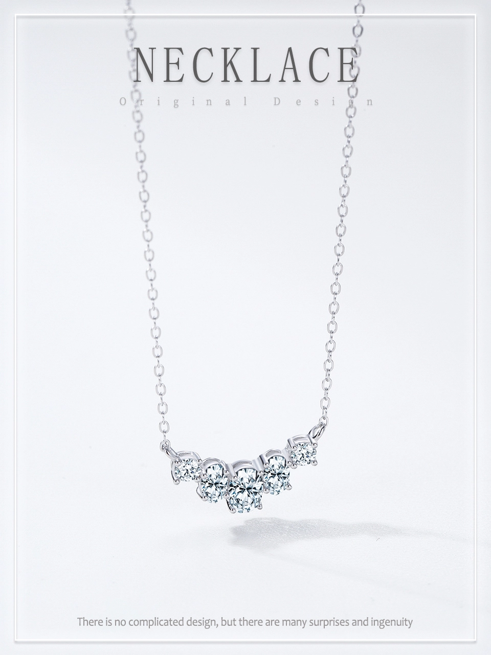 Classic Sparkling Geometric Design Zircon Necklace 925 Sterling Silver