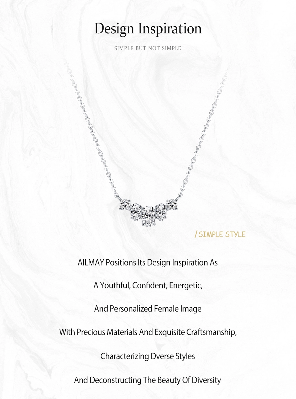 Classic Sparkling Geometric Design Zircon Necklace 925 Sterling Silver