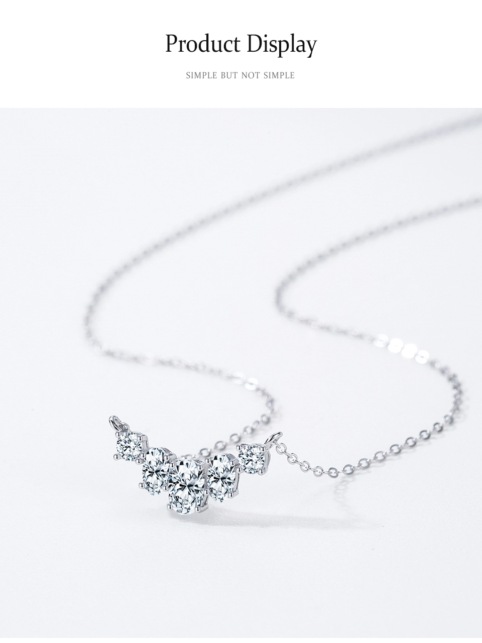 Classic Sparkling Geometric Design Zircon Necklace 925 Sterling Silver