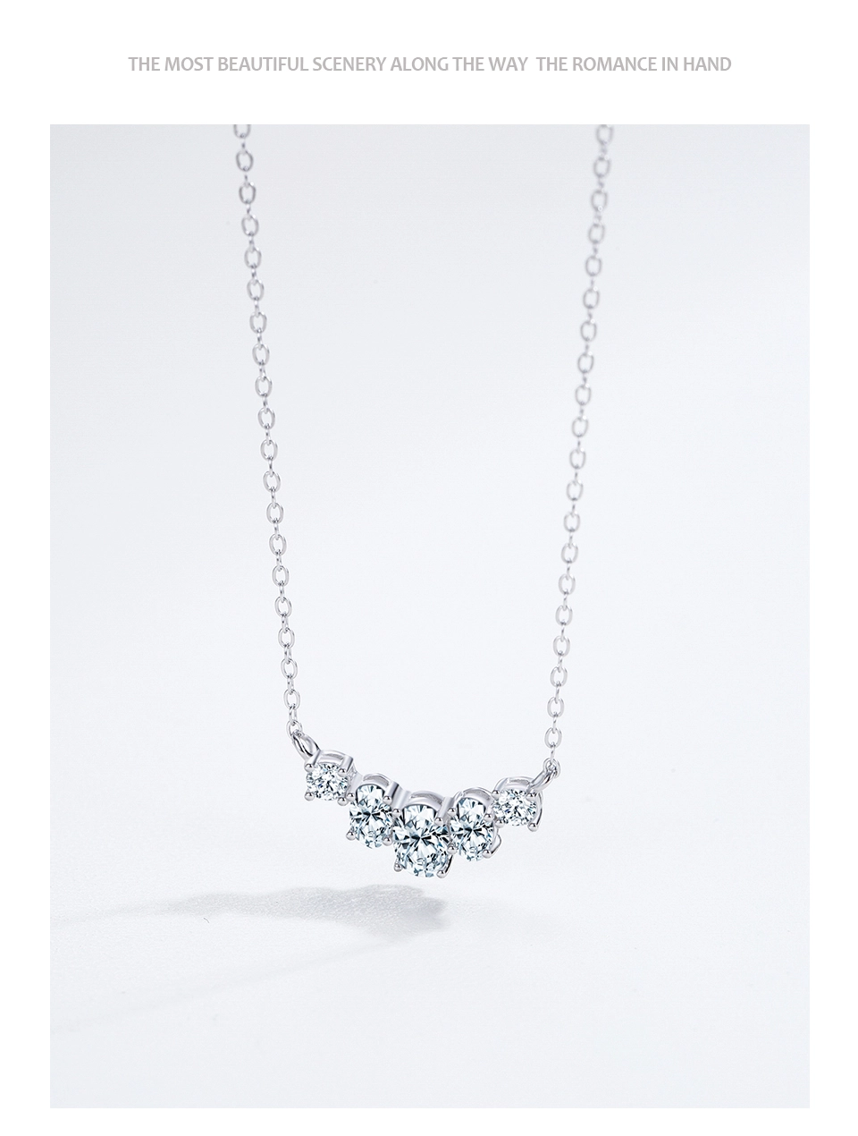Classic Sparkling Geometric Design Zircon Necklace 925 Sterling Silver