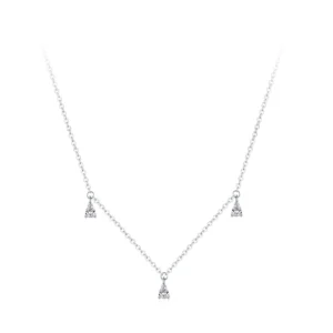 Zircon Water Drop Pendant Necklace Real 925 Sterling Silver
