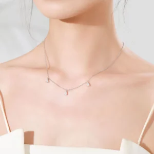 Zircon Water Drop Pendant Necklace Real 925 Sterling Silver