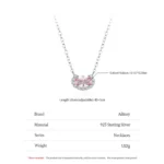 U Shape Pink Zircon Pendant Necklace Real 925 Sterling Silver